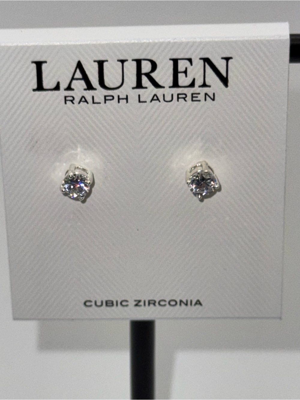Lauren Ralph Lauren Silver-Tone Clear CZ Stud Earrings
